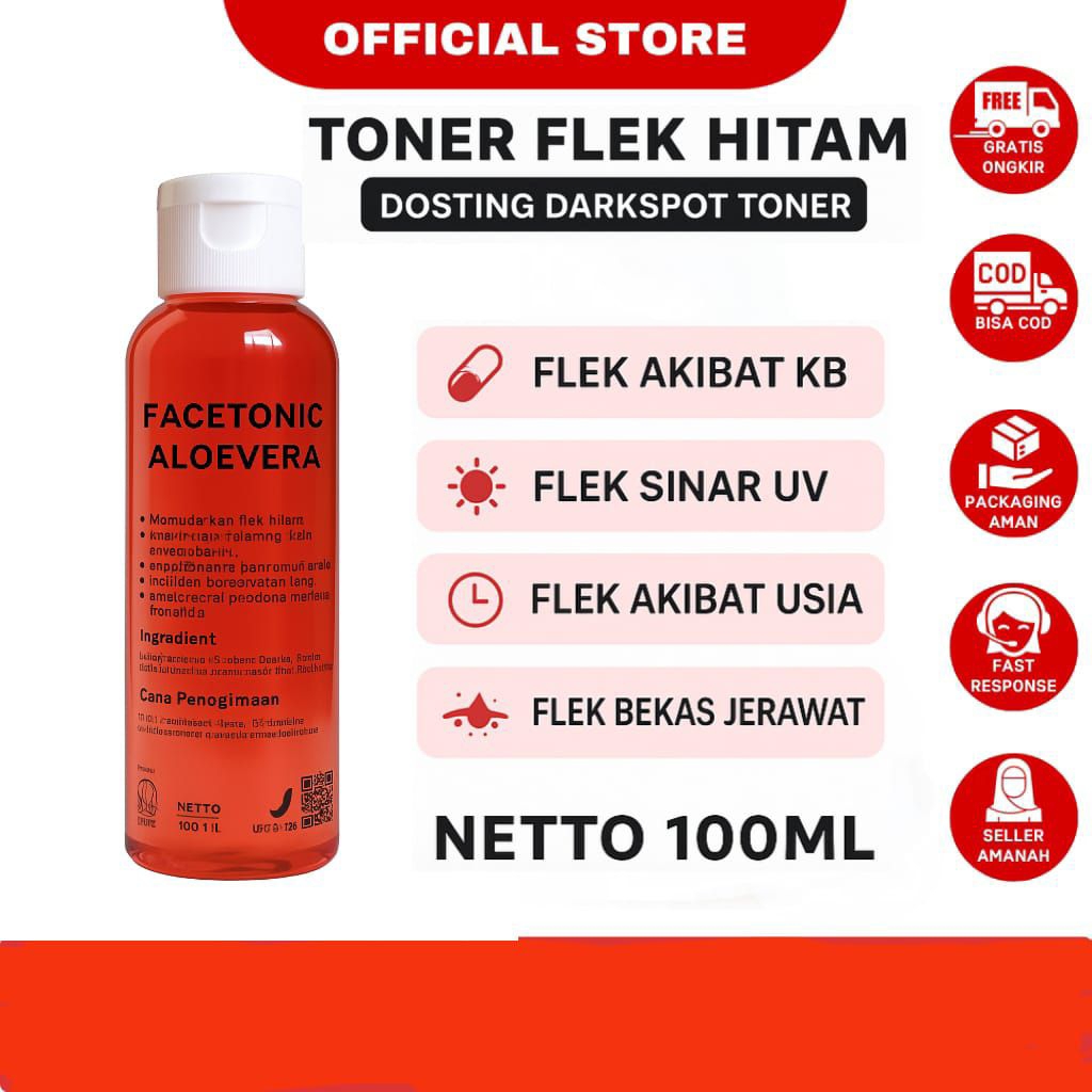 Toner Flek Hitam Facetonic Aloevera BPOM | Pembersih Noda Jerawat | Flek Hitam