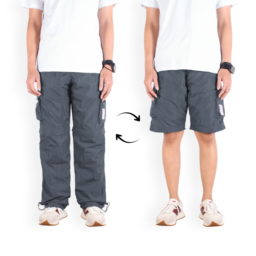 Celana Cargo Trackpants Grey Panjang Pendek Crinkle Premium Celana Cargo Pria Premium Quality Street