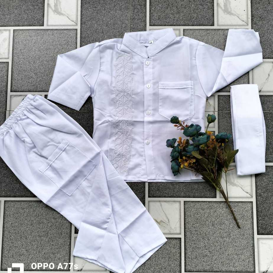 Baju Koko Putih Anak Set Celana Size 1-15 Tahun - Setelan Koko Anak Premium