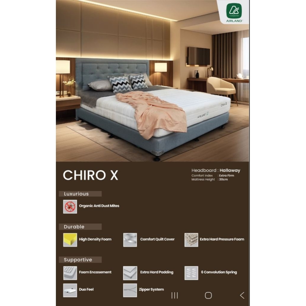 Airland Springbed type Chiro X, type kasur Extra Firm , tebal 30cm, ada link produk hanya kasur atau