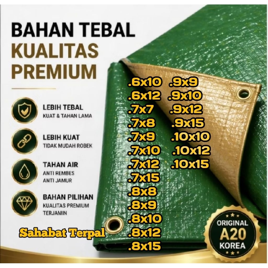 Terpal plastik a20 korea UV ukuran jumbo 6x10 6x12 7x7 7x8 7x9 7x10 7x12 8x8 8x9 8x10 8x12