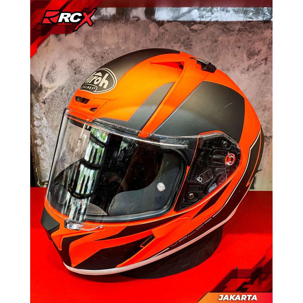 Helm AIROH Valor Wings Orange Fluo Original Second 2nd Bekas RCX