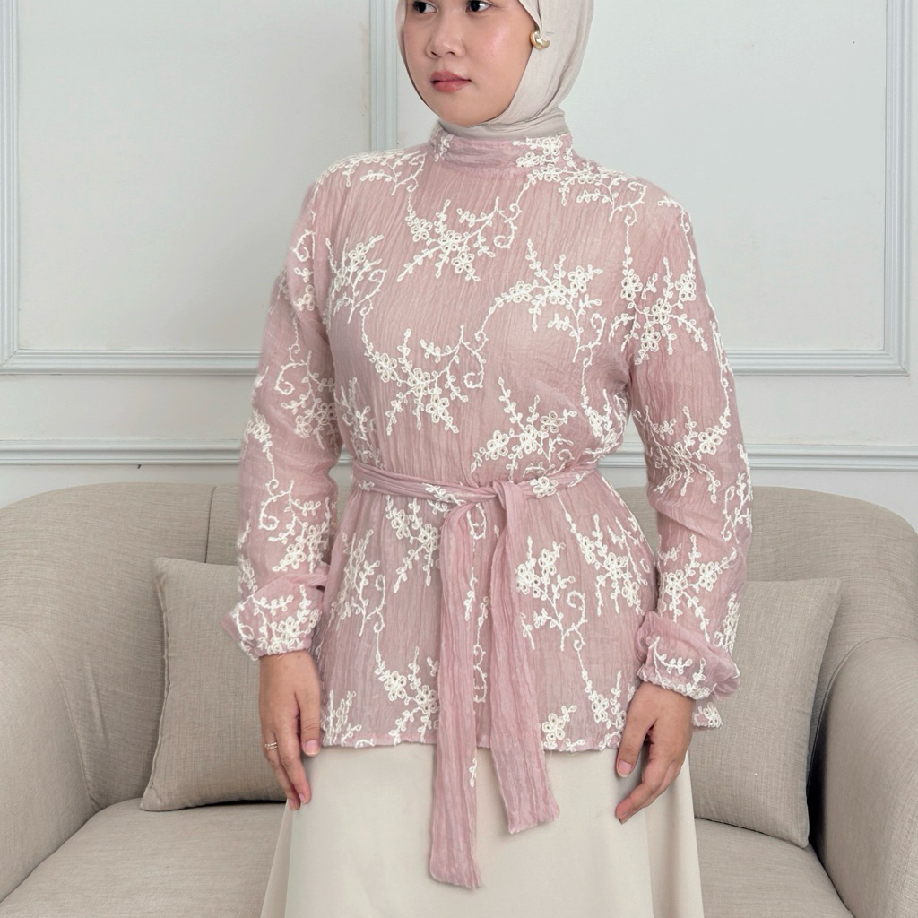 ODETTE Tie Blouse | Floral Blouse | La Sefrina ( Atasan Wanita Semi Formal - Blouse Wanita Hijab )