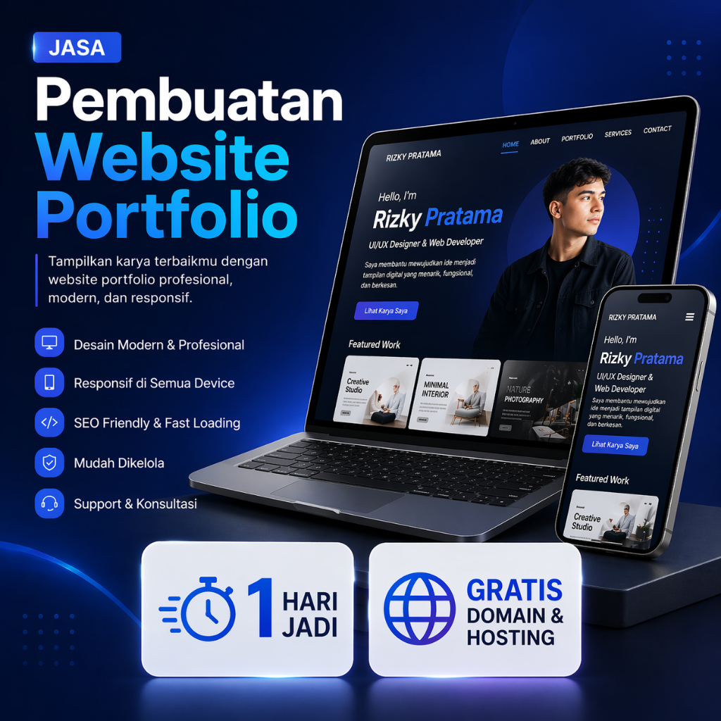 Website Portofolio - Gratis Domain & Hosting - 1 Hari Jadi - Web Portofolio - Web Profil - Jasa Buat