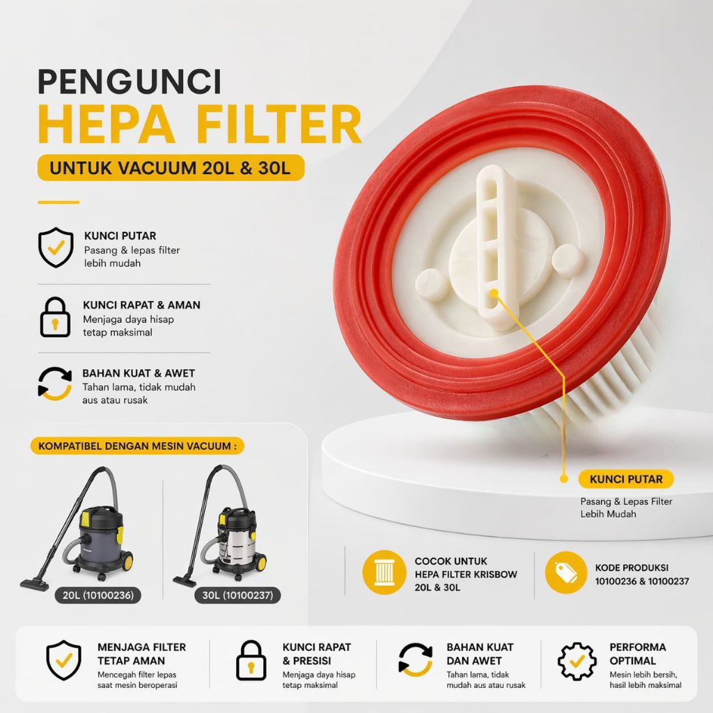 Pengunci Hepa Filter Krisbow / Kunci filter Vacuum wet & dry krisbow 30L &  20L