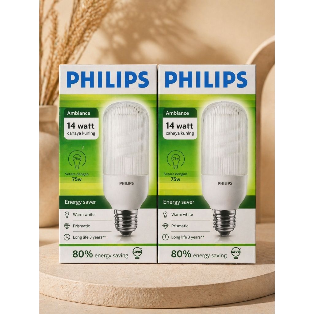 Lampu Philips Ambiance 14 Watt | Lampu Prismatic Cahaya Kuning E27 [ 100% Original ]