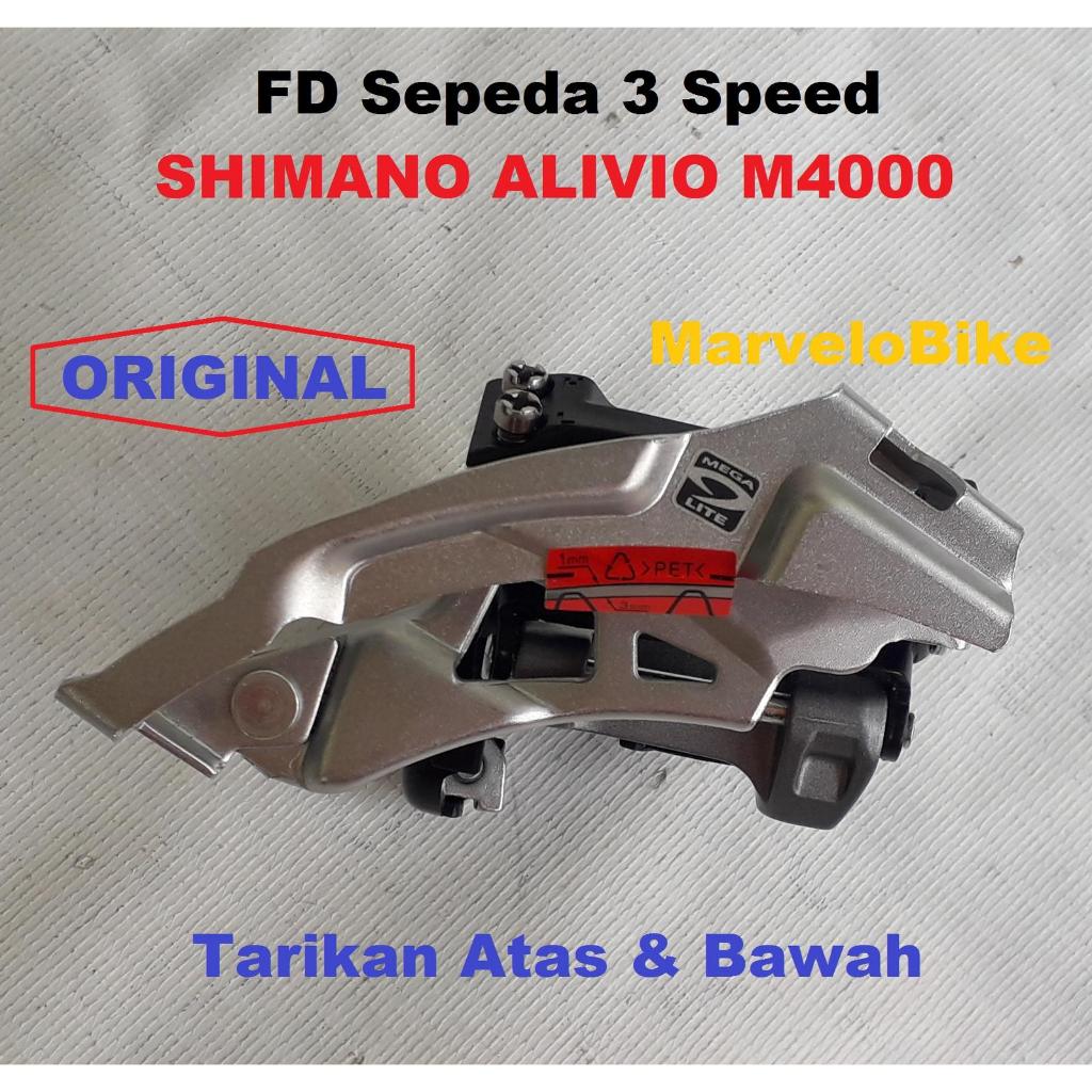 FD Front Derailleur Sepeda 3 Speed Tarikan Atas Bawah SHIMANO ALIVIO M4000