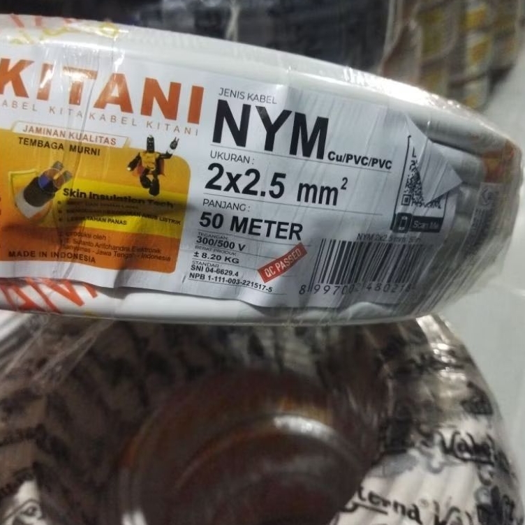 KABEL KITANI NYM KITANI 2 × 2.5 mm PANJANG 50 METER TEMBAGA ASLI