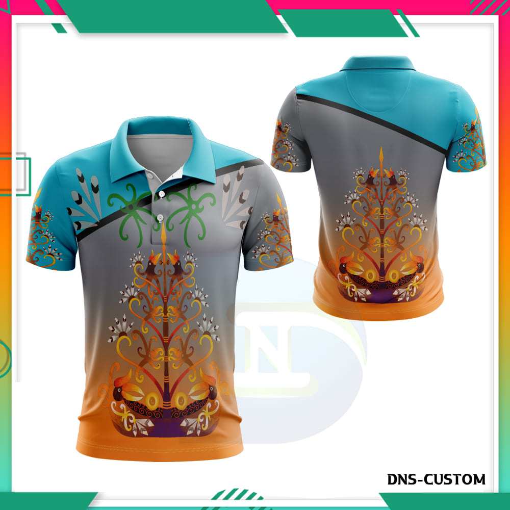 Kaos Jersey Batik Dayak Motif Ranting / Jersey Batik Dayak Terbaru / Baju Batik Dayak Kalimantan Ful