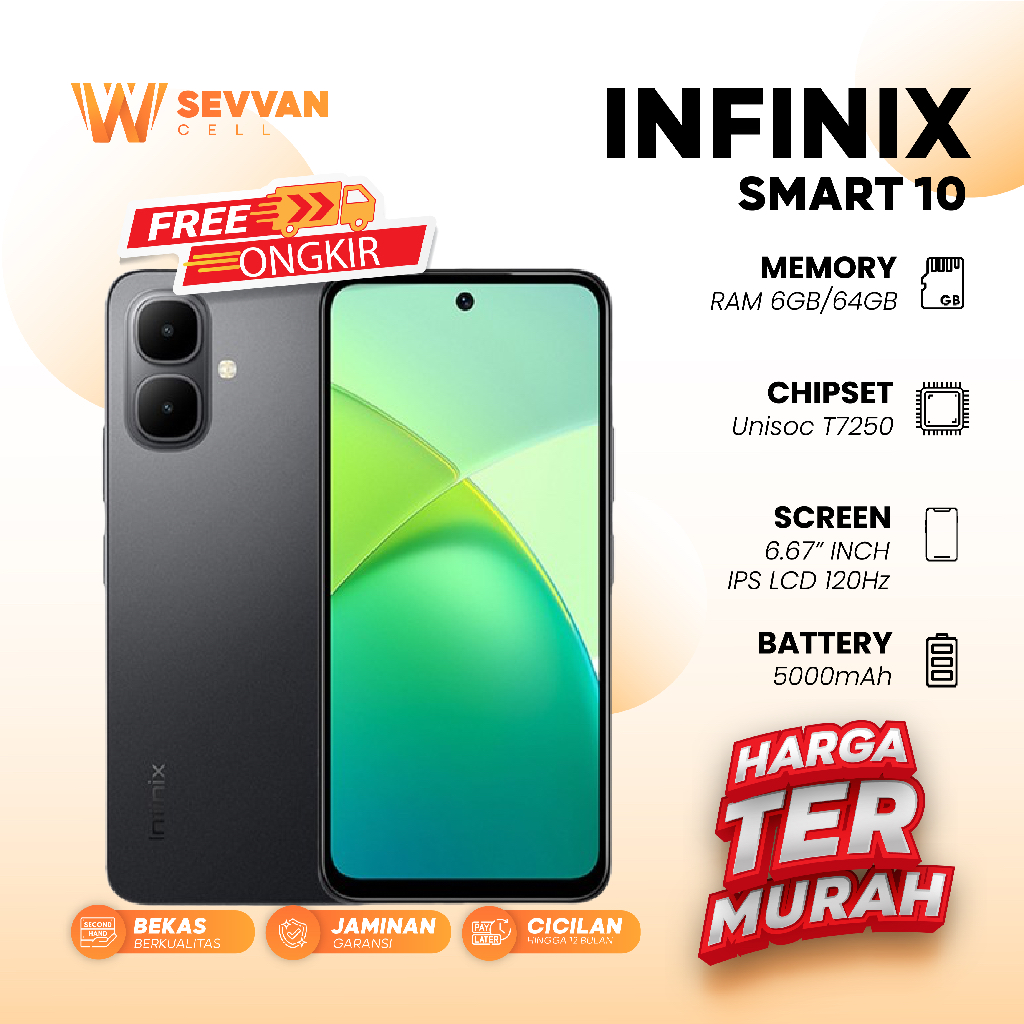 Handphone Infinix Smart 10 Ram 3 64GB