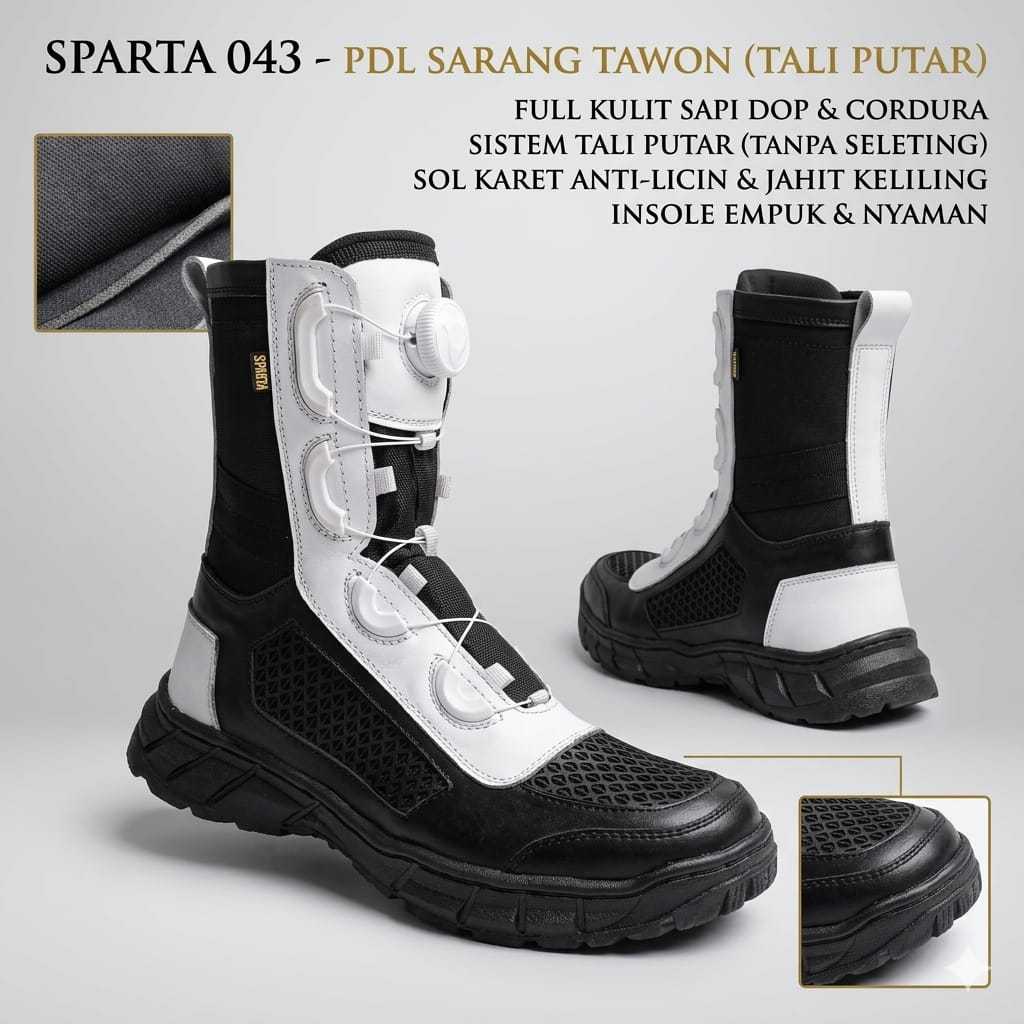 SEPATU PDL KULIT PROVOST POLRI TALI PUTAR DAN TALI BIASA 043+044 SPARTA