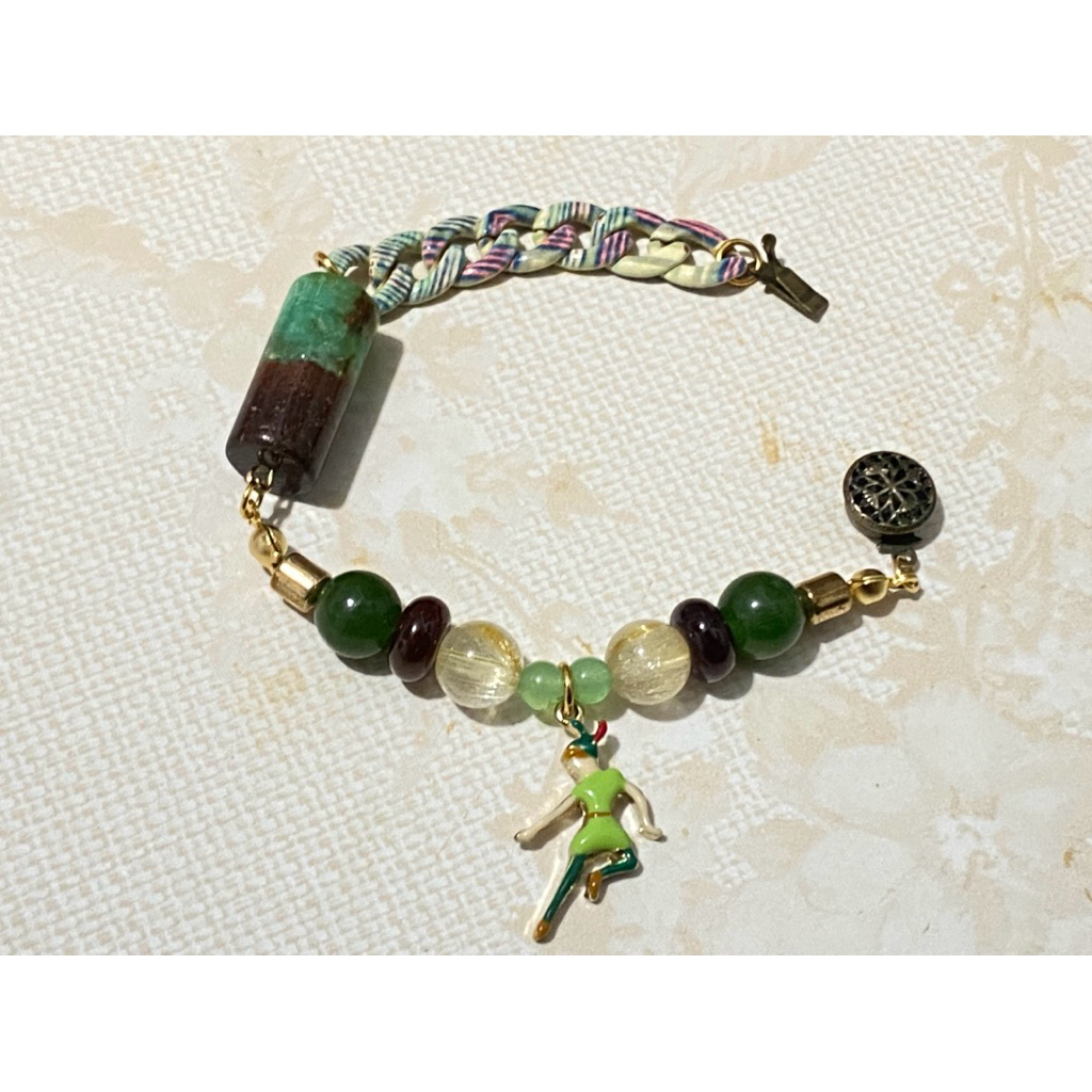 Choco Mint Golden Rutilate Peterpan Gelang etnik Crystal Batu Alam Mix [ Unik  Satu-satunya  ] Orien