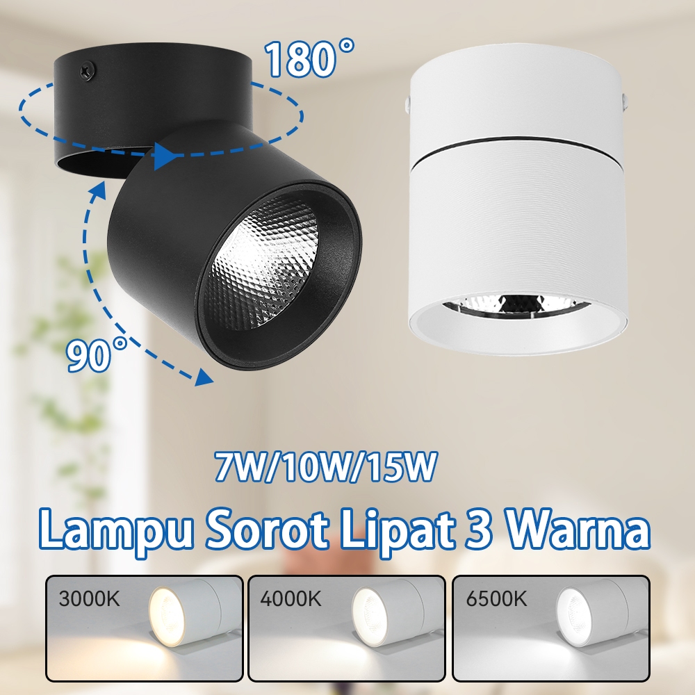 CANMEIJIA Lampu Downlight 3 Warna Lampu Sorot Led Dapat Dilipat Indoor Downlight Outbow 7w 10w 15w L
