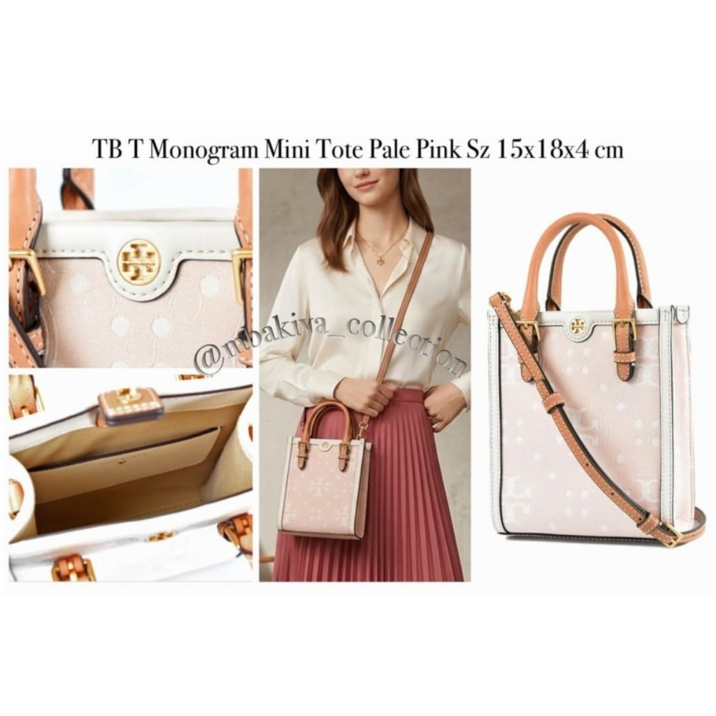 TB Monogram Mini Tote Pale Pink