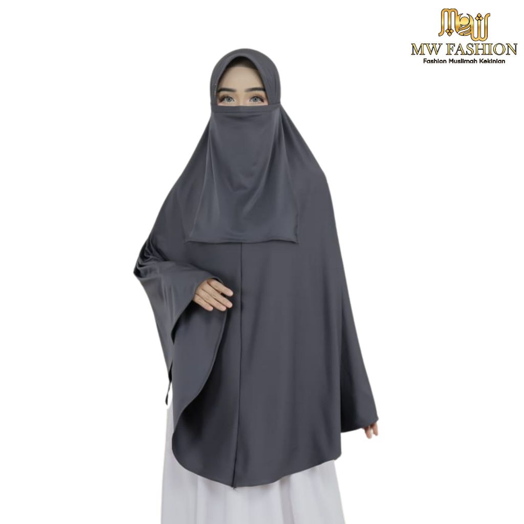 MAWADDAH Kerudung Bergo Cadar Niqob/Jilbab Syari Polos /Hijab Super Jumbo Cadar Tali Jersey (Jumbo C