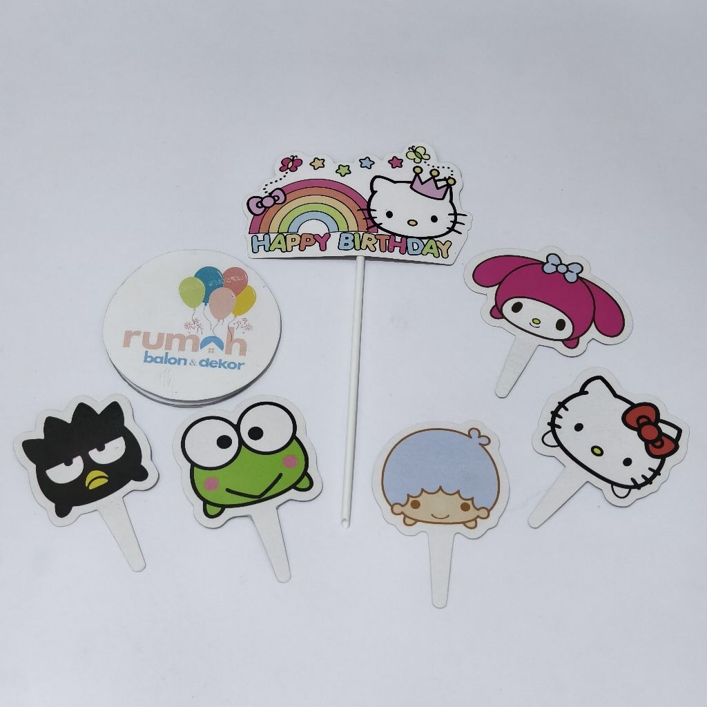TOPPER CAKE KARAKTER HELLO KITTY / TOPPER KUE HELLO KITTY / HIASAN KUE ULANG TAHUN / CAKE TOPPER HAP