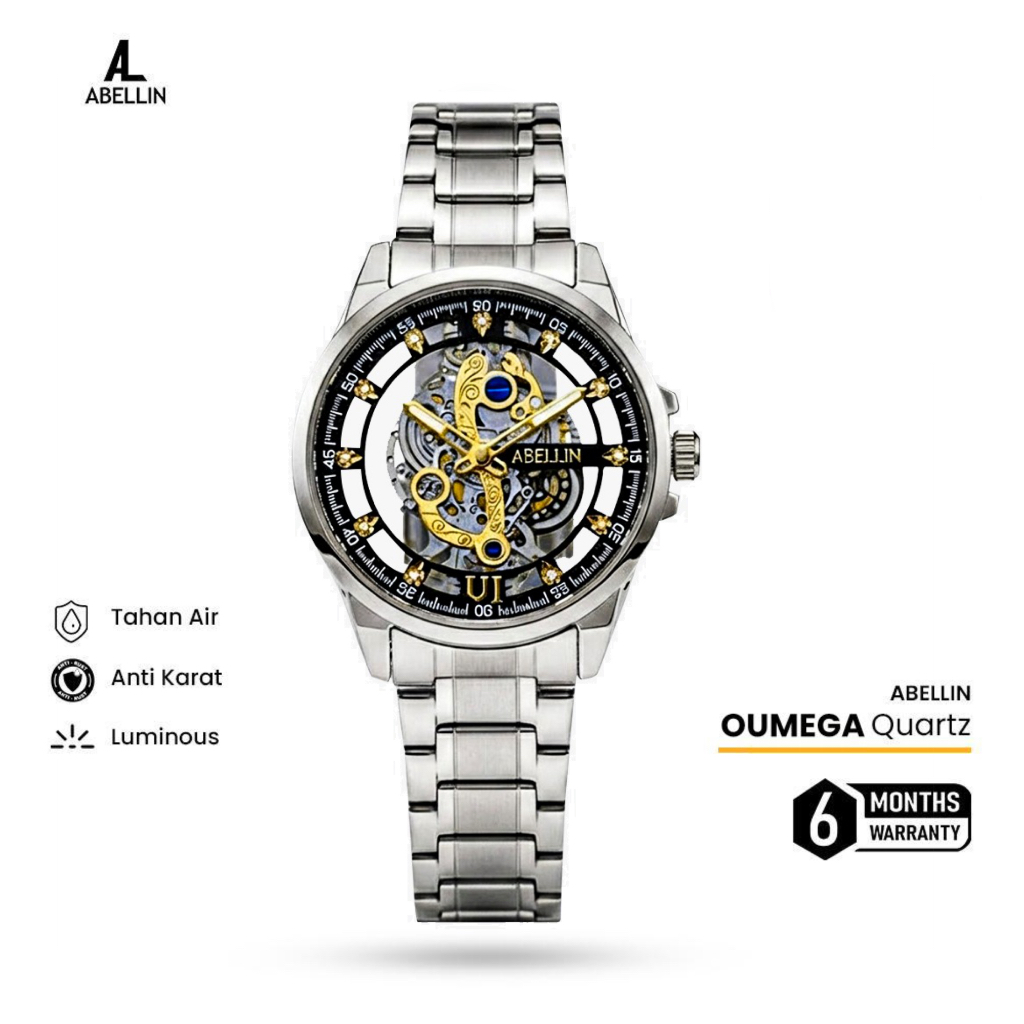 ABELLIN - OMEGA Quartz - Jam Tangan Pria Original Analog Eksklusif Bergaransi Lokal Mewah Tahan Air 
