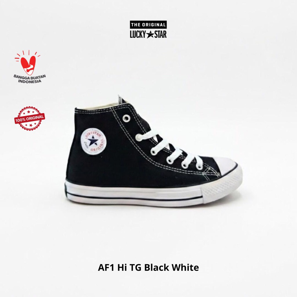 Lucky Star AF1 HI Tanggung Black/White Sepatu Sneakers Sekolah Anak