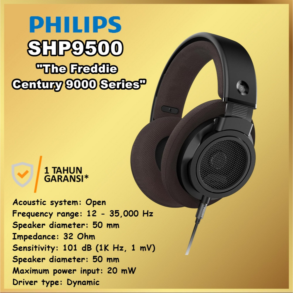 Philips SHP9500 SHP 9500 The Freddie Century 9000 Series Wired Open-Back Headphones SHP9500CY
