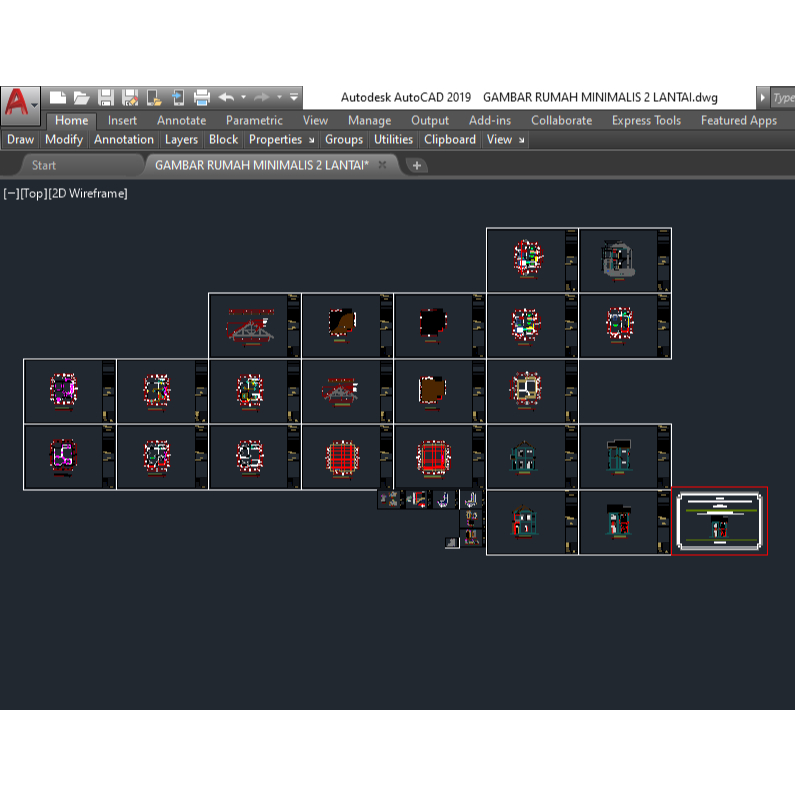 gambar Rumah 2 Lantai Type 140 format dwg
