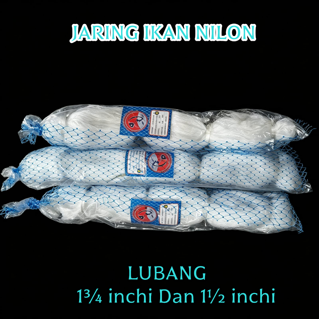 Jaring ikan nilon import 1¾ inchi D2 50md/100yds Yoko pukat ikan jaring ikan kecil
