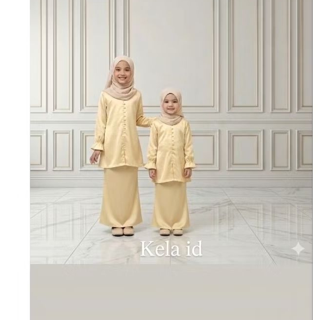 one set kurung melayu anak-anak, kurung melayu malaysia bahan valvet premium