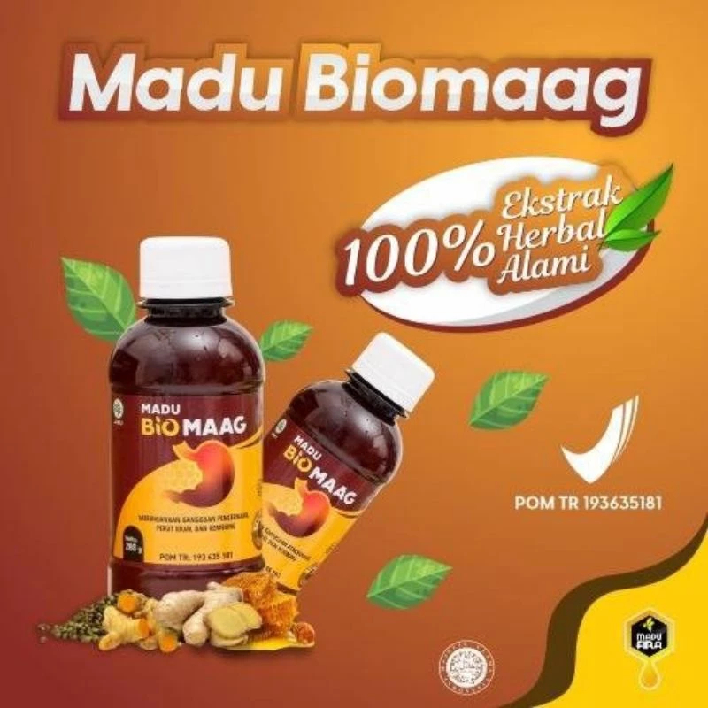 Madu Biomaag |ATASI Maag KRONIS, Asam Lambung Tinggi, Gerd, Radang Usus- Madu Bio Maag 280 gram BPOM