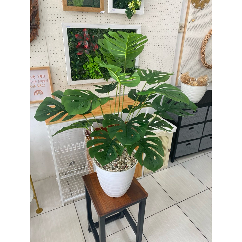 bunga hias#bunga hias pojok#bunga hias palsu#bunga hias monstera#bunga daun hijau#tanaman hias plast