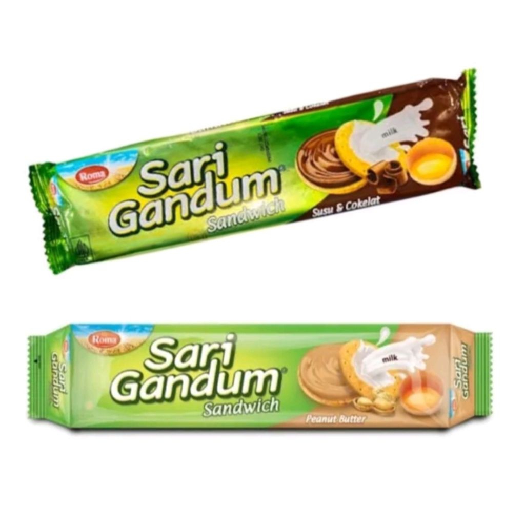 BISKUIT  ROMA SARI GANDUM SANDWICH  108 GR RASA SUSU & COKLAT/ PEANUT BUTTER