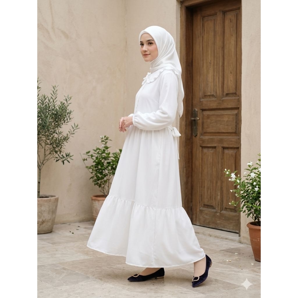Midi Dress Putih Polos