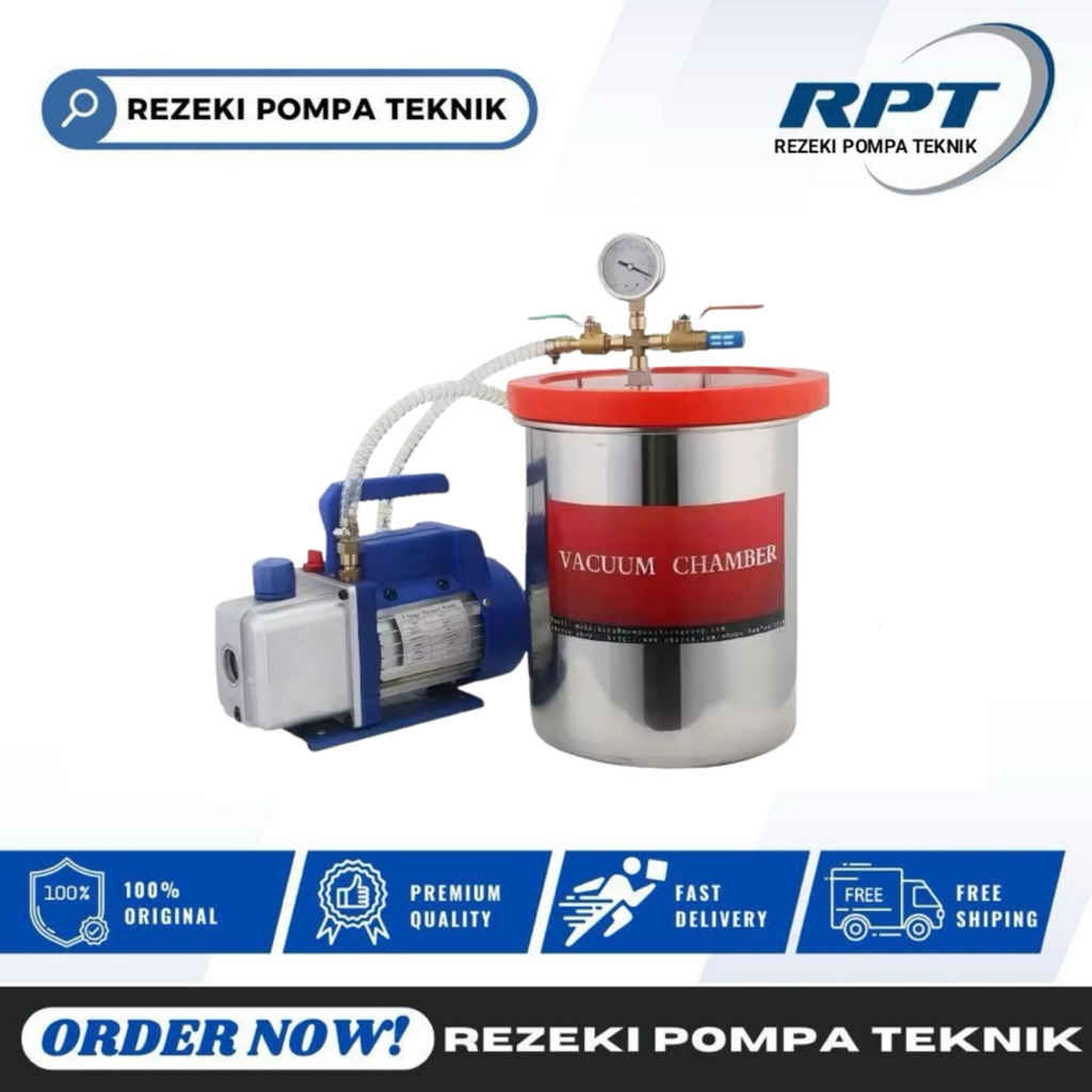 Vacuum Chamber 5 galon + Vacuum Pump 1/2 hp