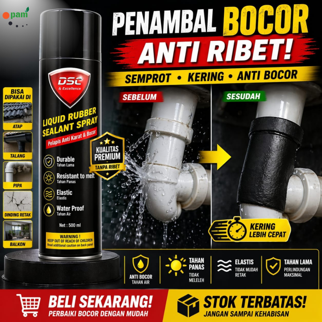 BOCOR PARAH? SEMPROT INI Anti Bocor Kuat Waterproof Spray Atap Pipa Talang Tahan Hujan & Panas