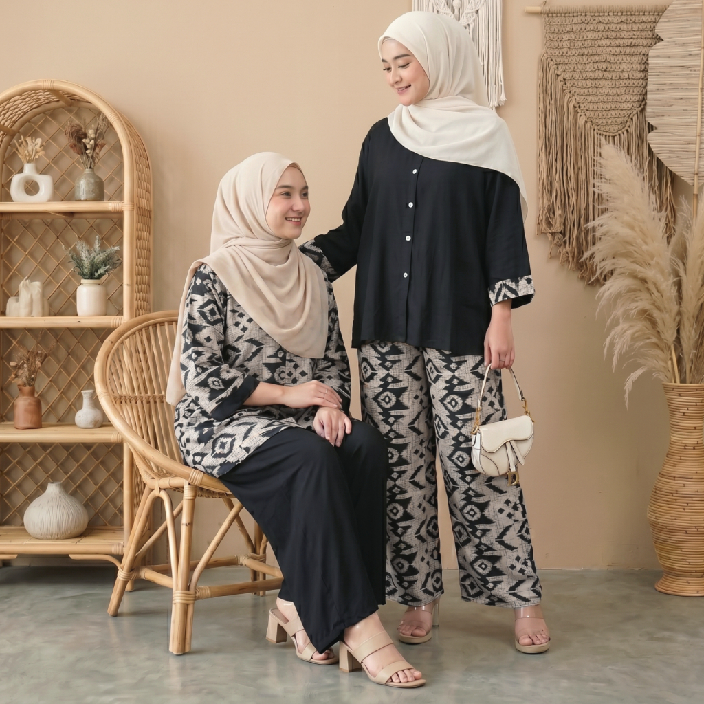 Setelan Suminah Daryani LD 130 Jumbo One Set Rayon Busui Piyama Baju Tidur Wanita Nyaman