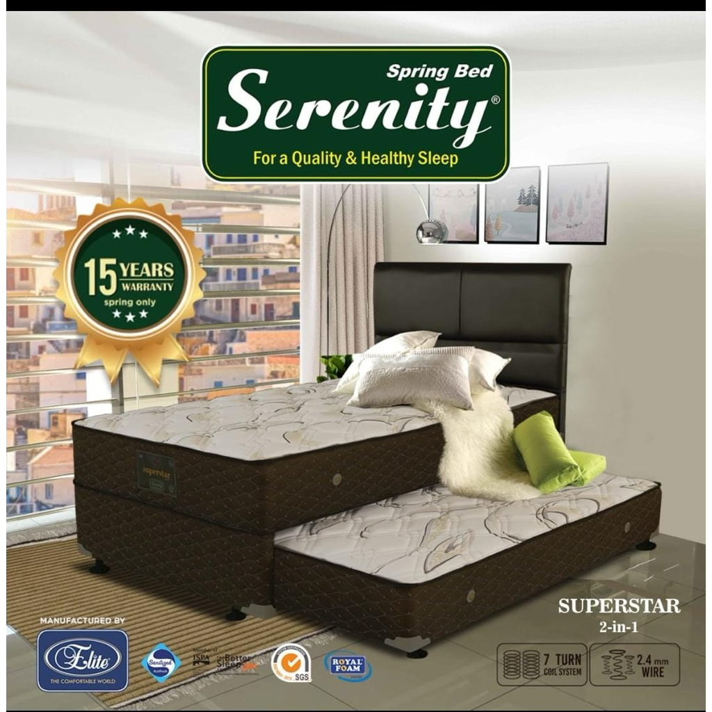 SPRINGBED SORONG SERENITY SUPERSTAR 2IN1 - BED SORONG SERENITY 120x200 - BED SORONG MURAH PALEMBANG 