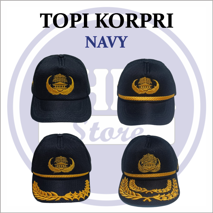 Topi Korpri Navy Premium Doublemesh Topi jaring Korpri / Topi Korpri Pria