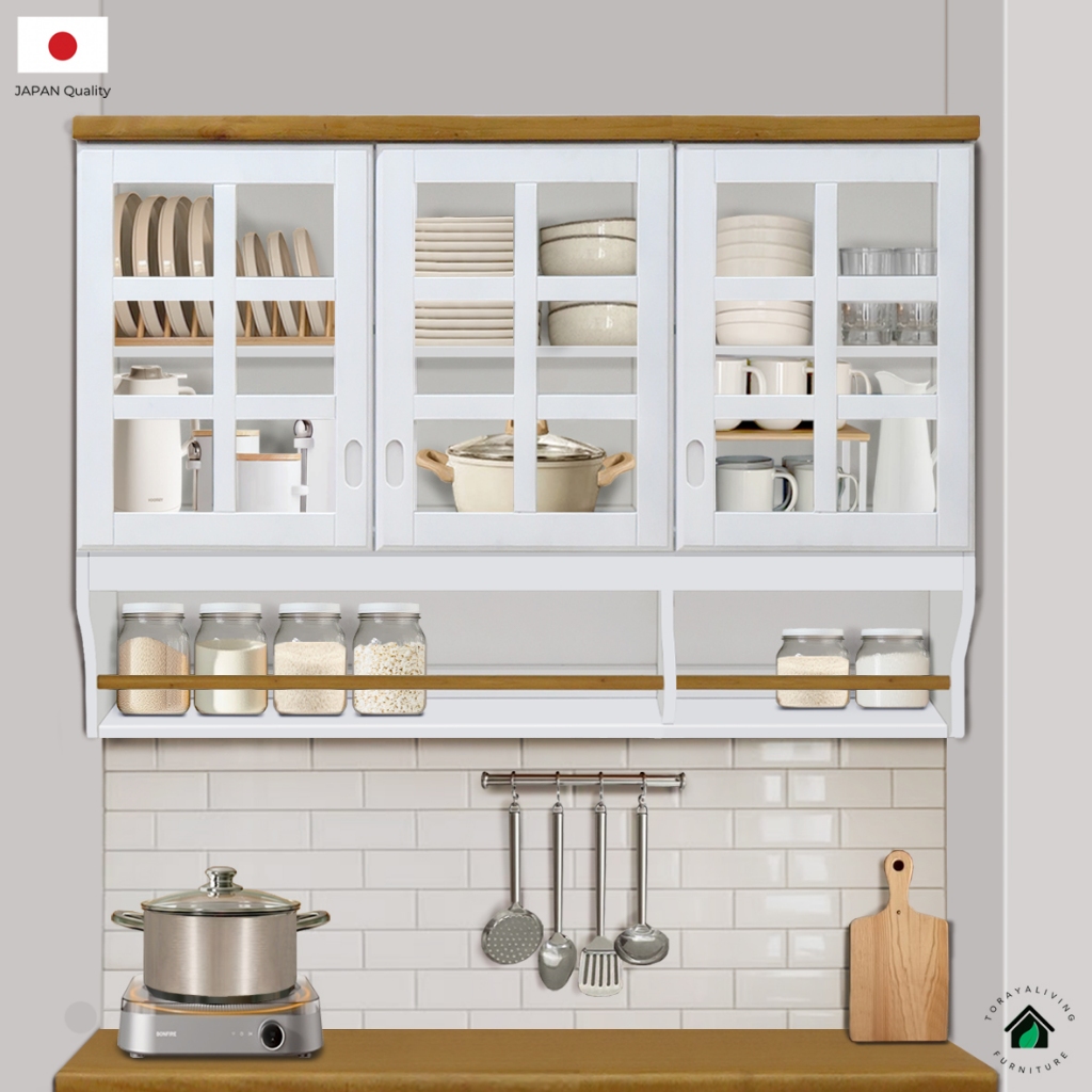 Toraya - Lumina Lemari Dapur Atas 3 Pintu Kaca : Lemari Dapur/ Kitchen Cabinet/ Lemari Gantung