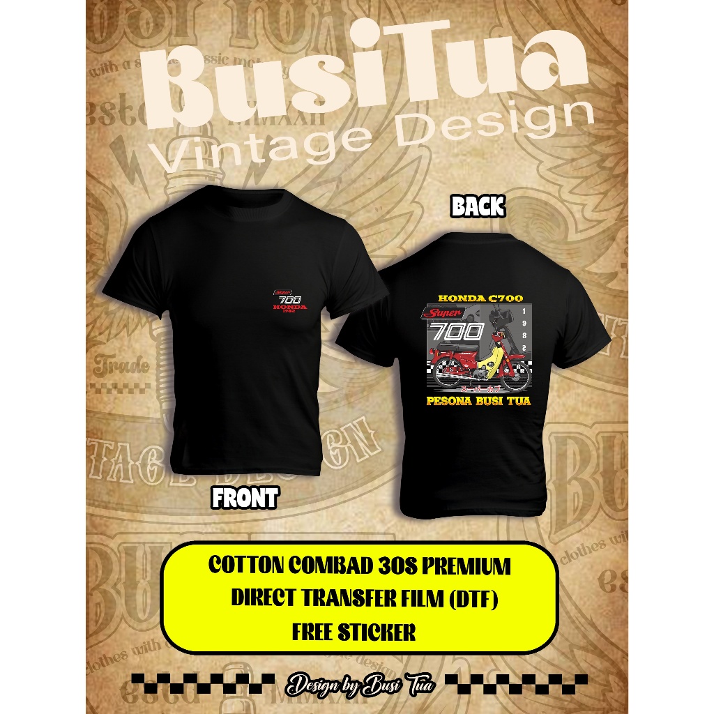 Kaos Honda C700, Kaos Motor, Kaos Vintage, T-shirt, Unisex, cotton combed