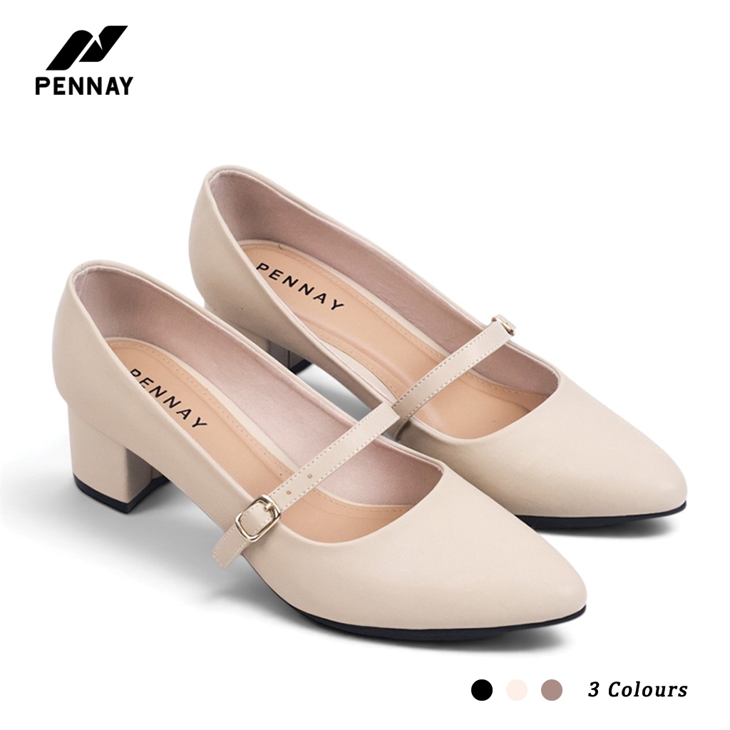 PENNAY Tareen Sepatu Sandal Mules Wanita Hak 5 Cm