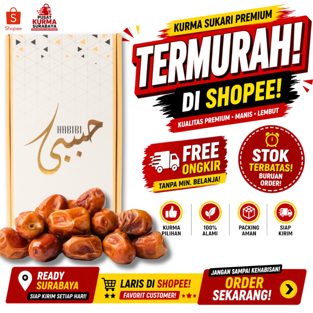 Kurma Sukari 1KG Habibi Murah Kurma Premium Manis Ready Stock Surabaya Grosir Kurma Arab Pusat Kurma