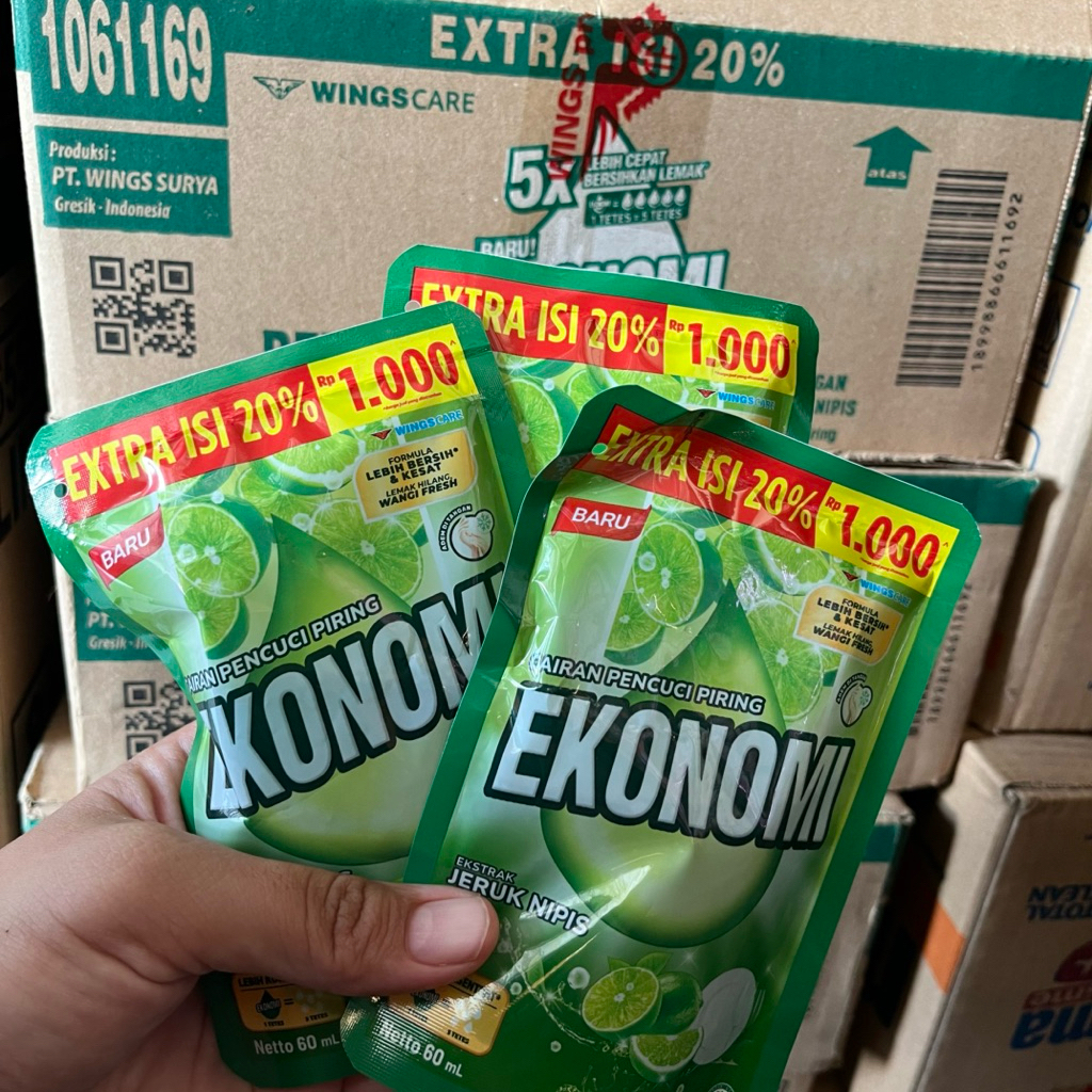 Ekonomi 1000 (1 dus) Isi 72 Pcs Kemasan 60ml Sabun Cuci Piring