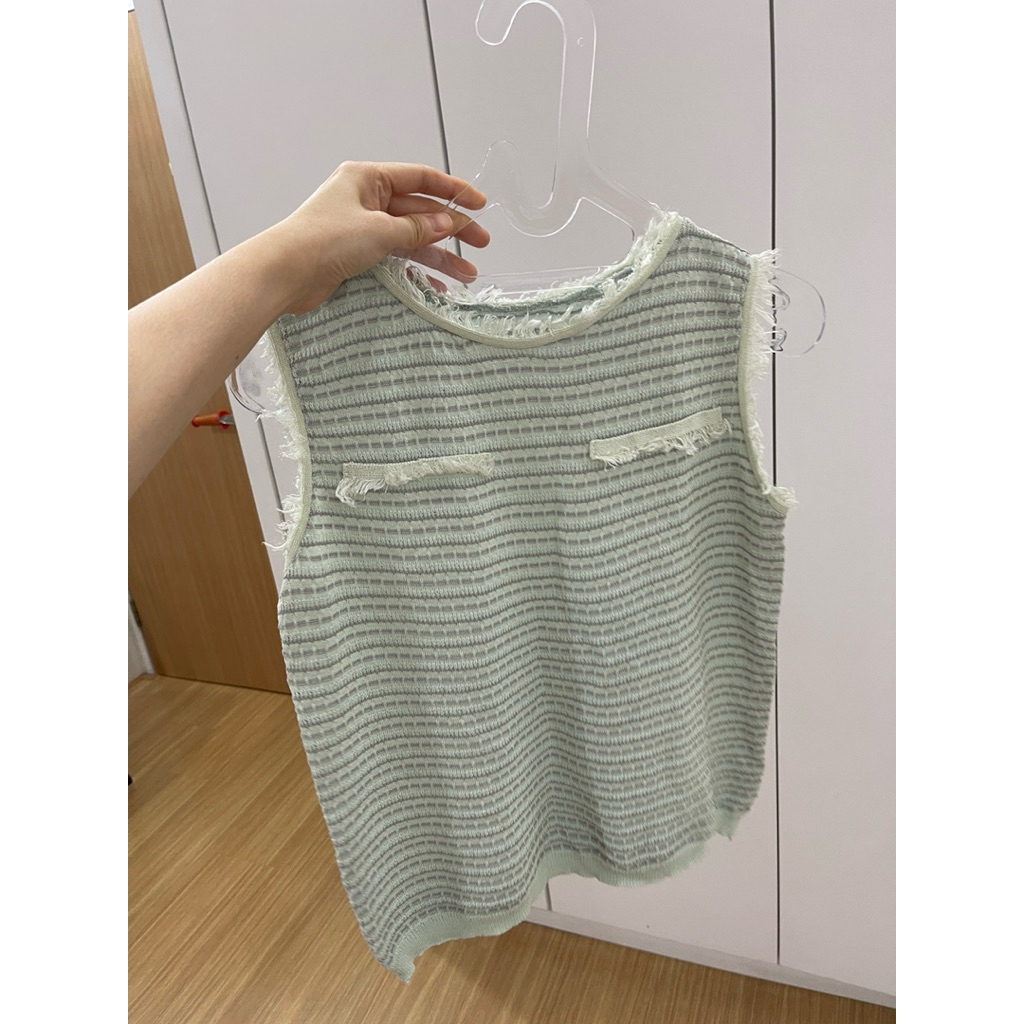 tweed top atasan blouse wanita