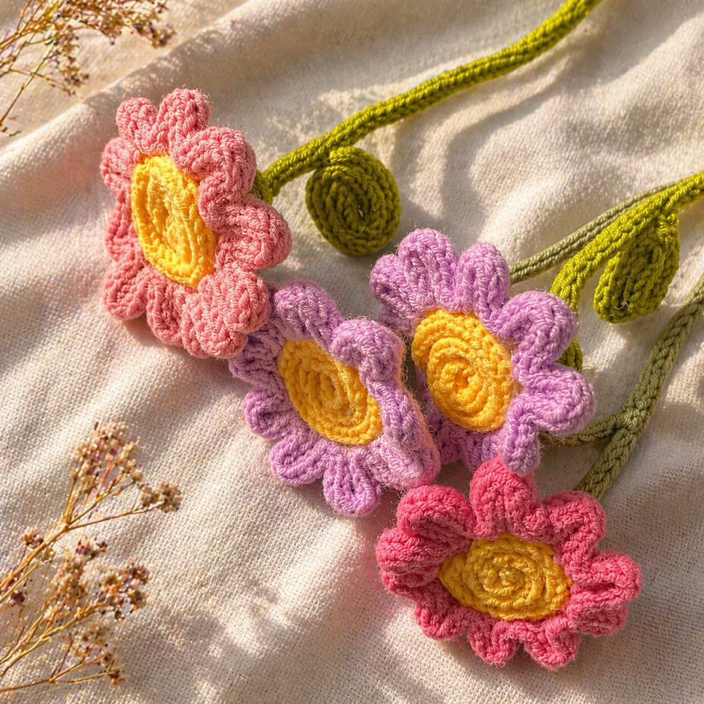 BUNGA RAJUT/AMIGURUMI/BUKET BUNGA