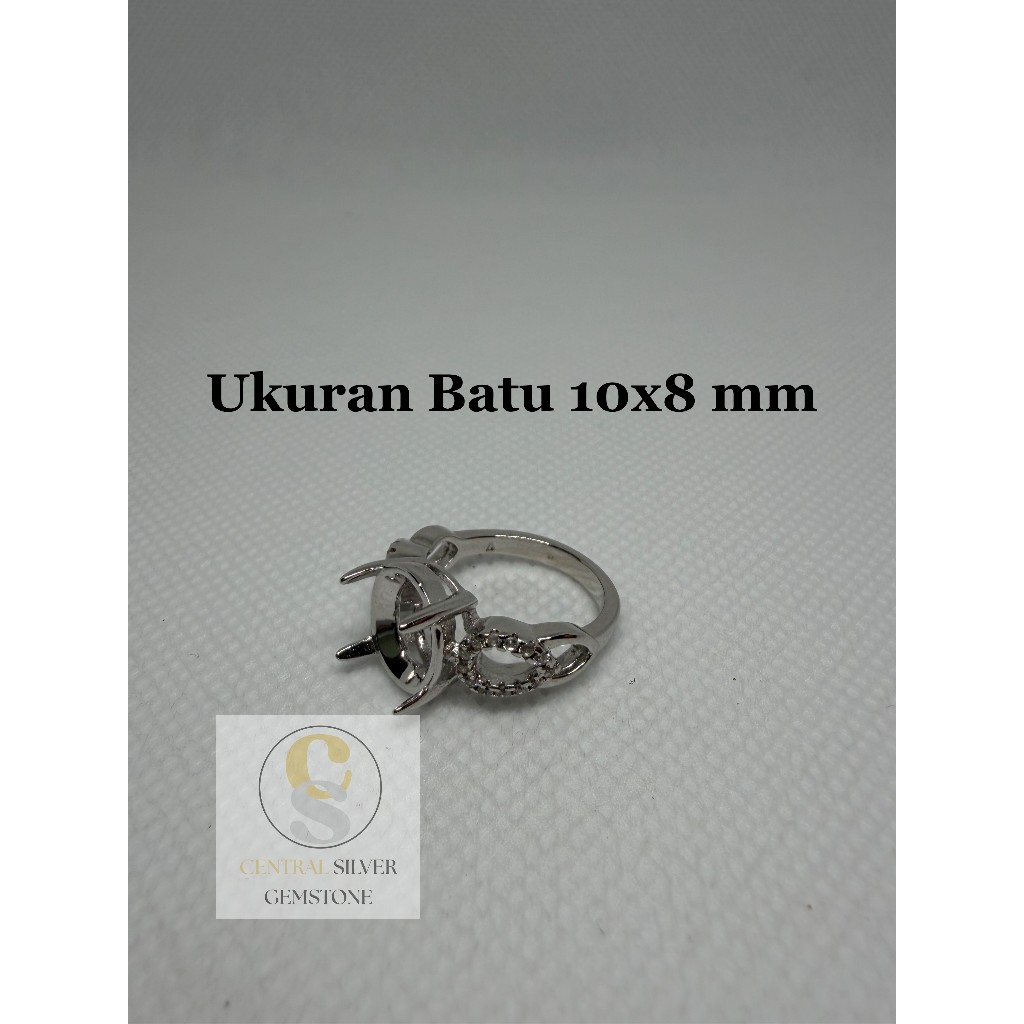 Emban Cincin Silver wanita untuk batu akik [Ukuran 10x8 mm]