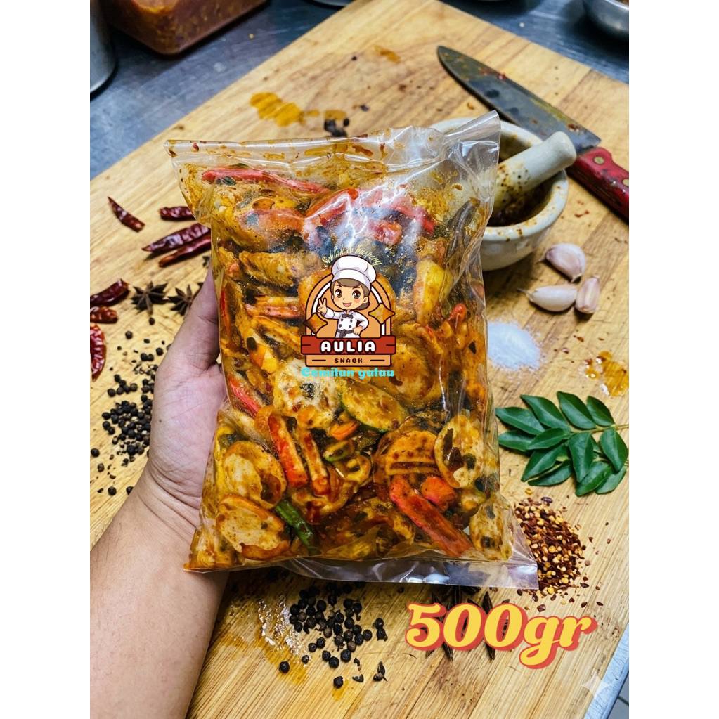 auliasnack SEBLAK pedas daun jeruk mix(beton-asbes-koin-mawar)kemasan 500gr