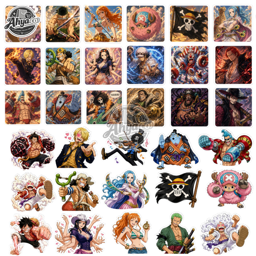 1 Cetak Stiker UV DTF One Piece Karakter Lucu 15/30/45 Pcs Sticker Timbul Waterproof Tahan Panas unt