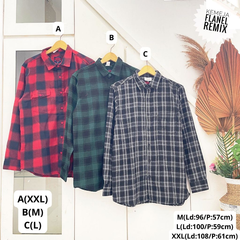 KEMEJA FLANEL REMIX COWOK CEWEK ORIGINAL