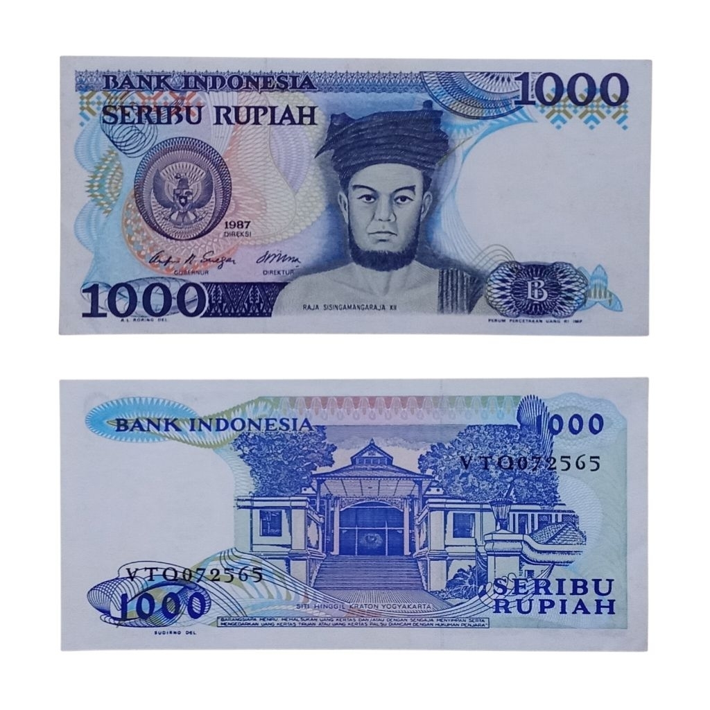 Uang Kuno 1000 Rupiah Sisingamangaraja tahun 1987,  kondisi UNC