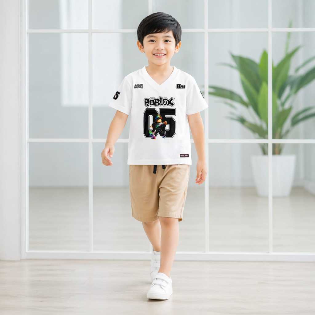 Setelan Anak Laki-Laki Roblok 05 Baju Bahan Dryfit Celana Pendek Casual 1-6 Tahun