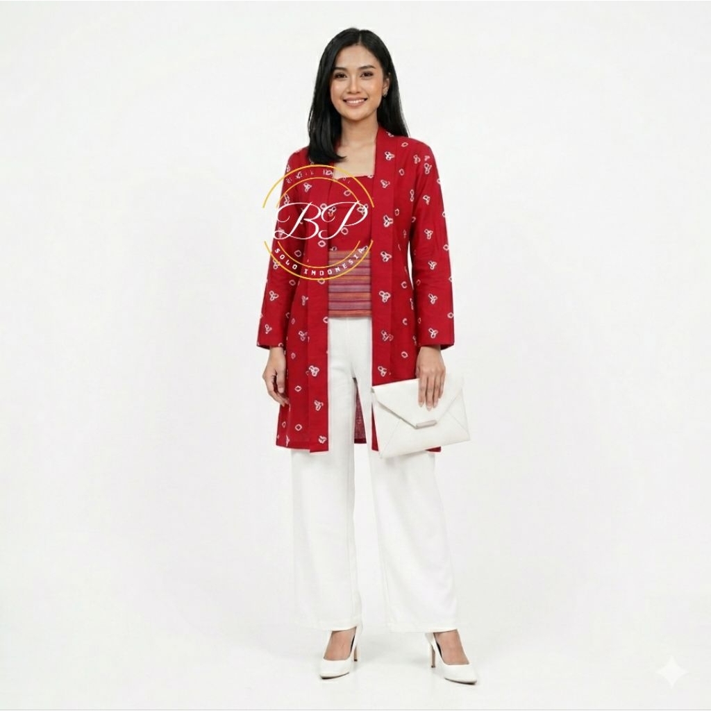 BATIKPAKDE - AbangPutih Tunik Kebaya Kutu Baru (kebaya Panjang) Jumputan