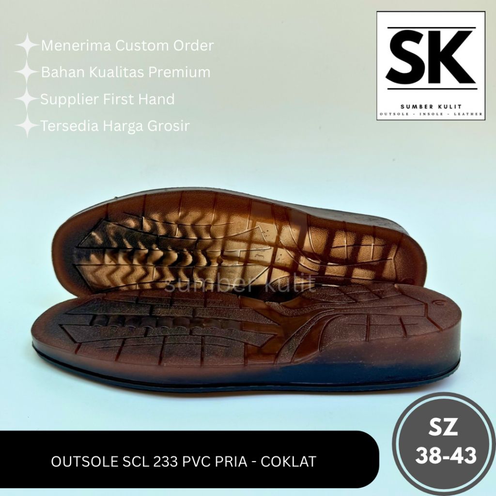 SOL SR 233 PRIA PVC COKLAT / OUTSOLE SEPATU PDH FASHION ABRI POLRI PVC